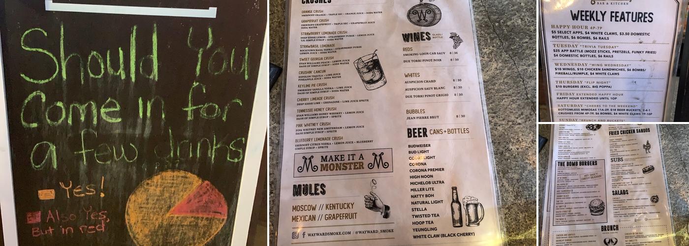 Wayward Bar & Kitchen Menu