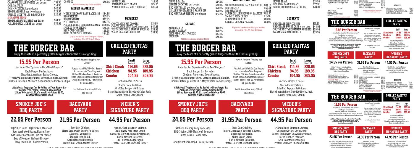 Weber Grill Restaurant Menu