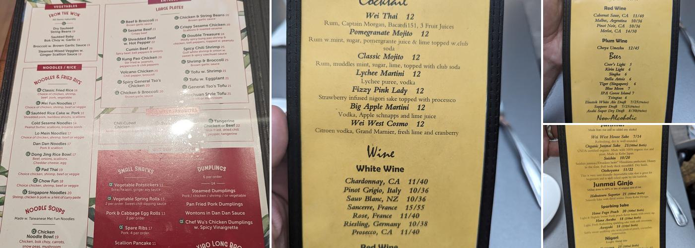 Wei West Menu