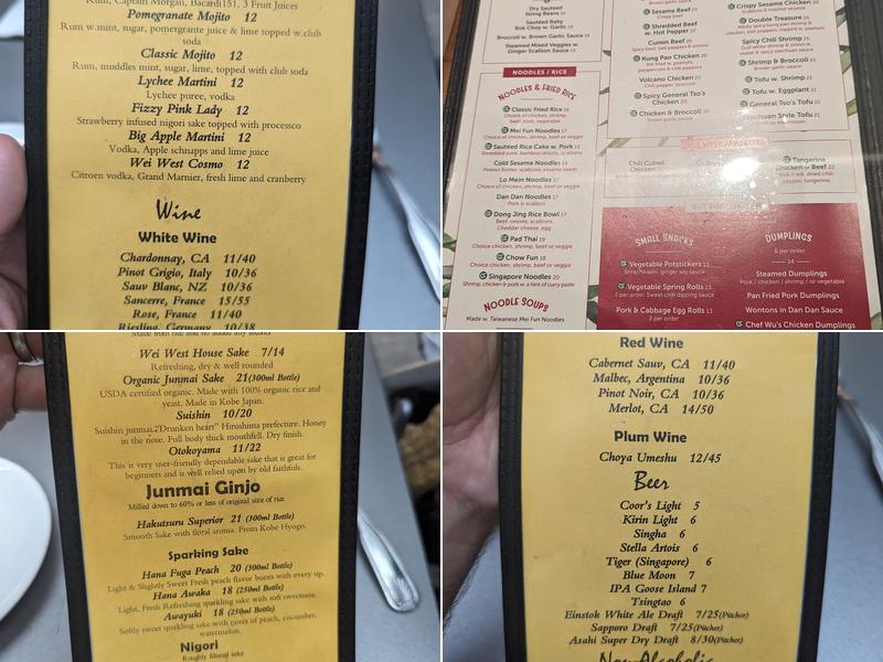 Wei West Menu