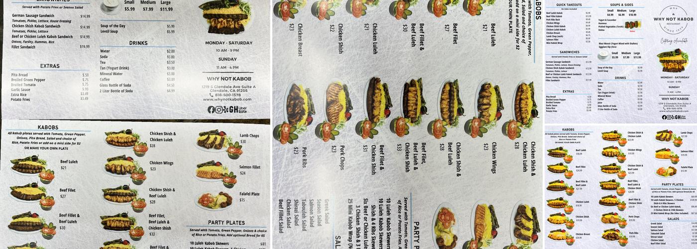 Why Not Kabob Menu