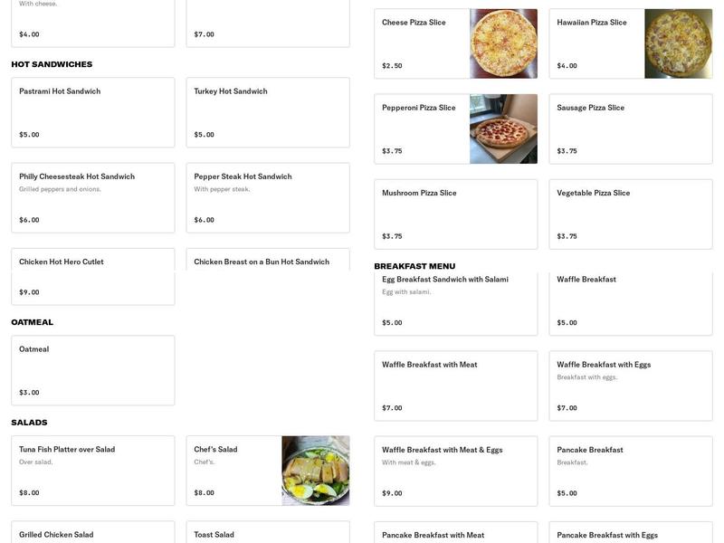 Wimpy's Restaurant Menu