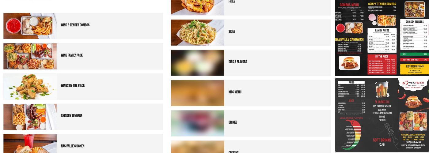 Wing Ferno Menu