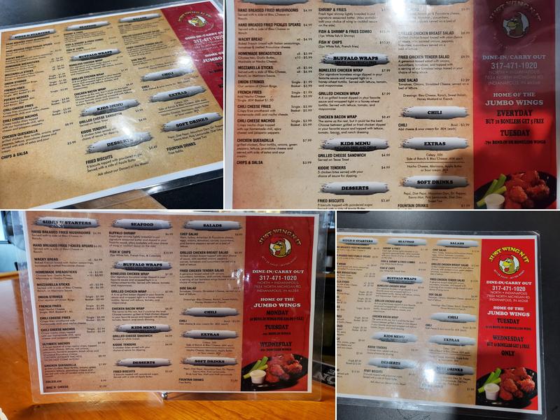 Just Wing'n it Menu