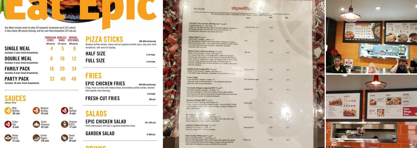 Epic Wings Menu