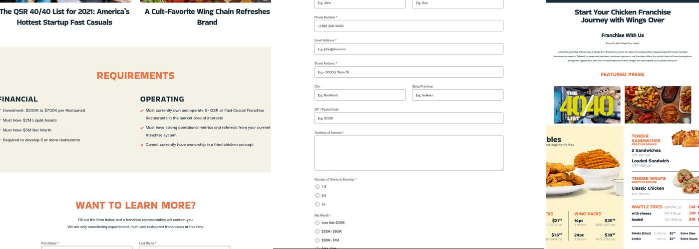 Wings Over Providence Menu