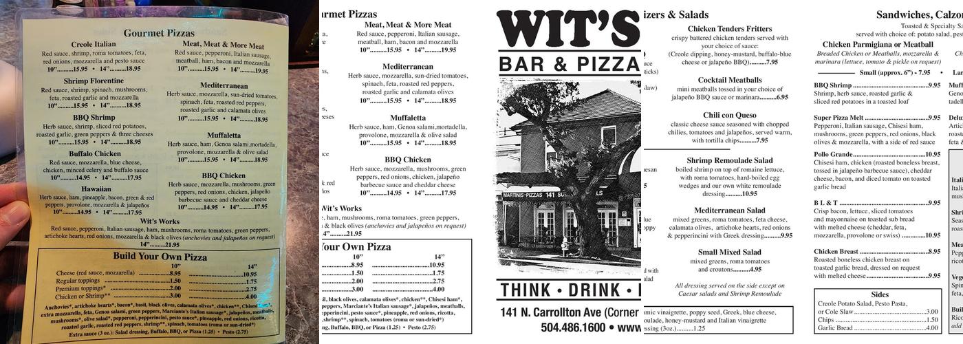 Wit's Inn Menu