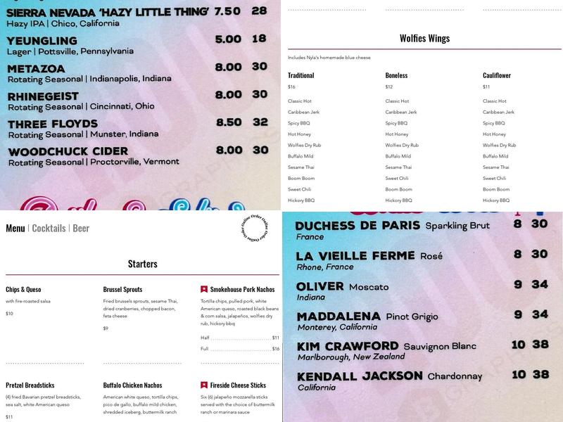 Wolfies Grill - Geist Menu