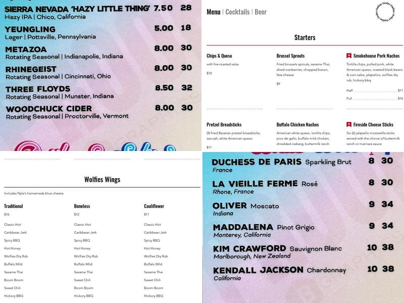 Wolfies Grill - Geist Menu