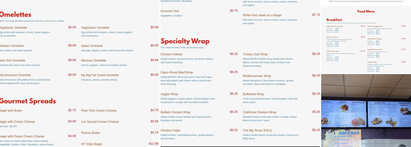 Wonder Bagels Menu