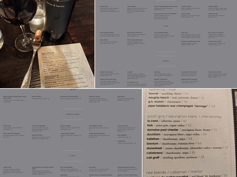 Wood & Water Menu