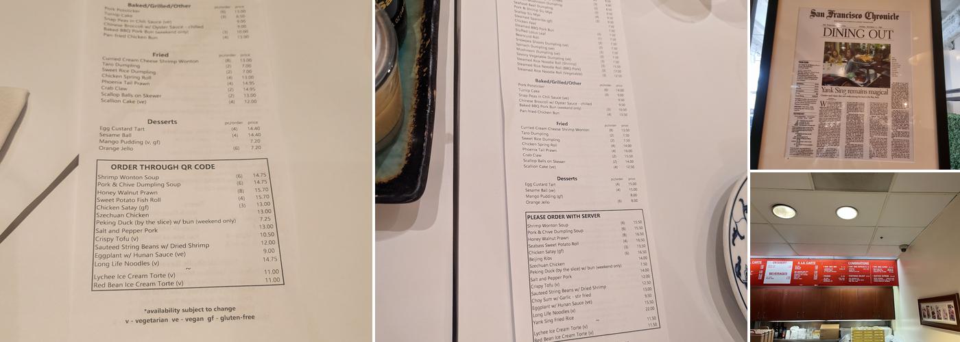 Yank Sing (Spear St.) Menu