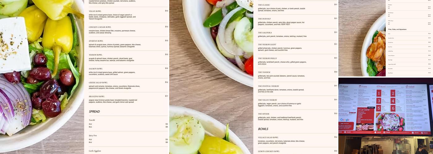 Yeeroh Menu