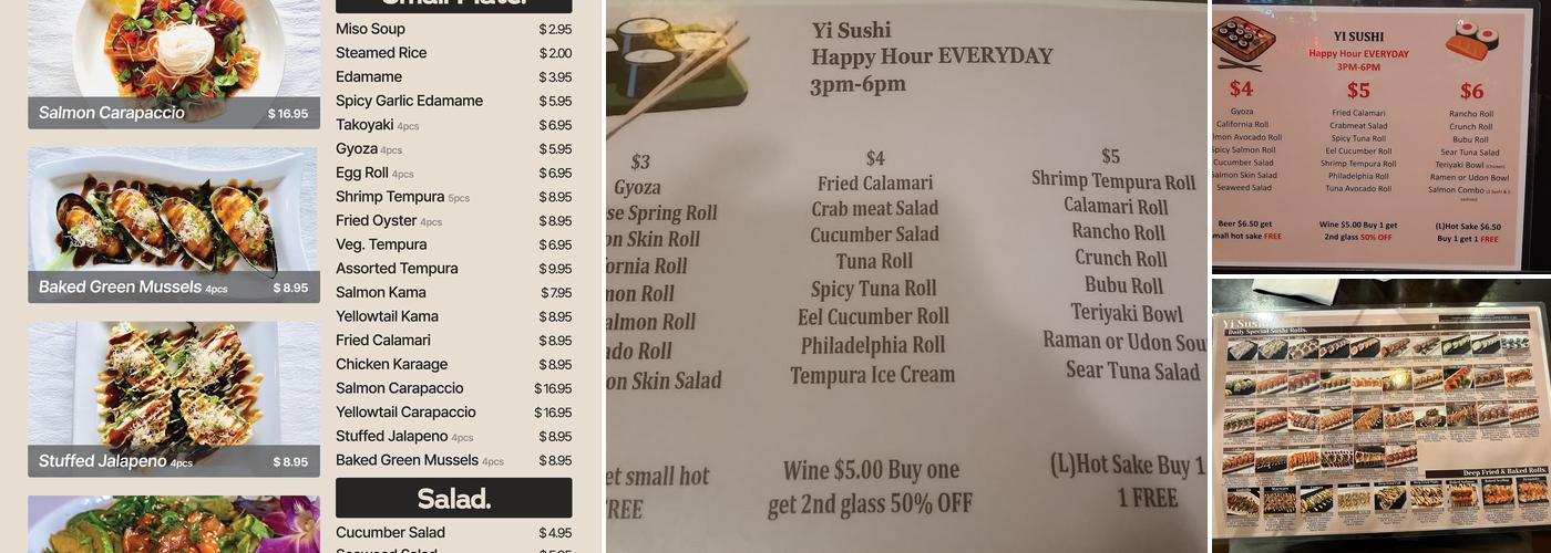 Yi Sushi Menu