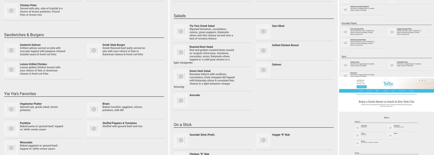 Yia Yia's- Homemade Greek Food Menu