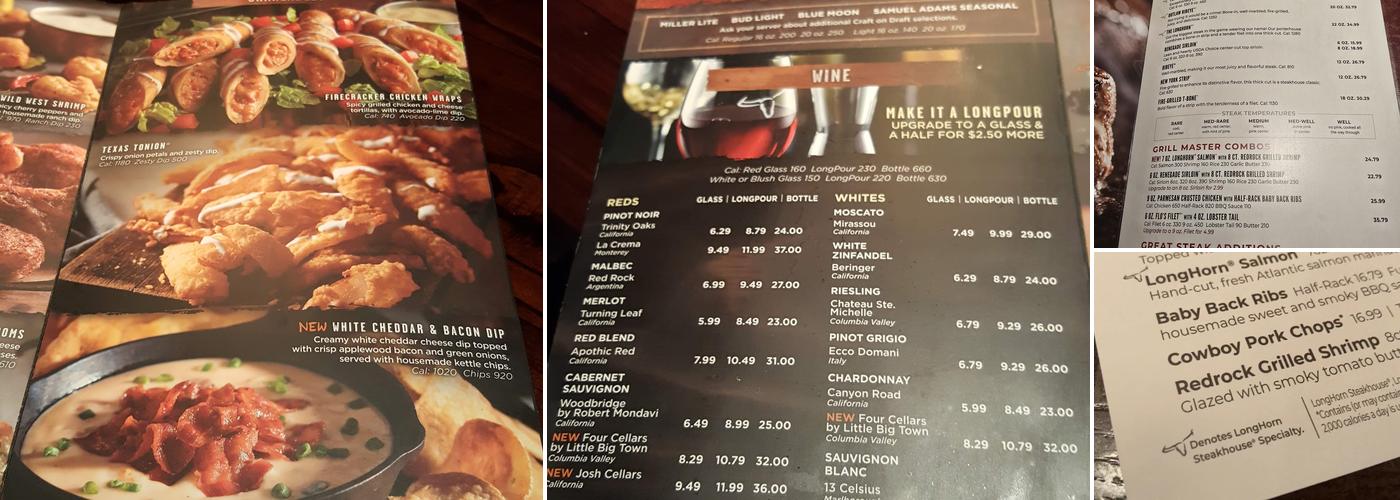 LongHorn Steakhouse Menu