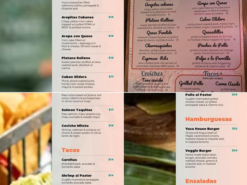 Yuca Menu