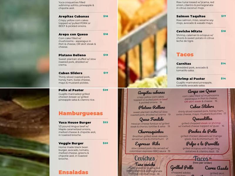 Yuca Menu