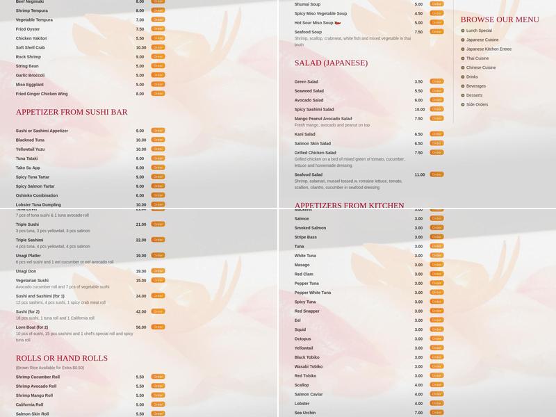 Yummy Thai Menu