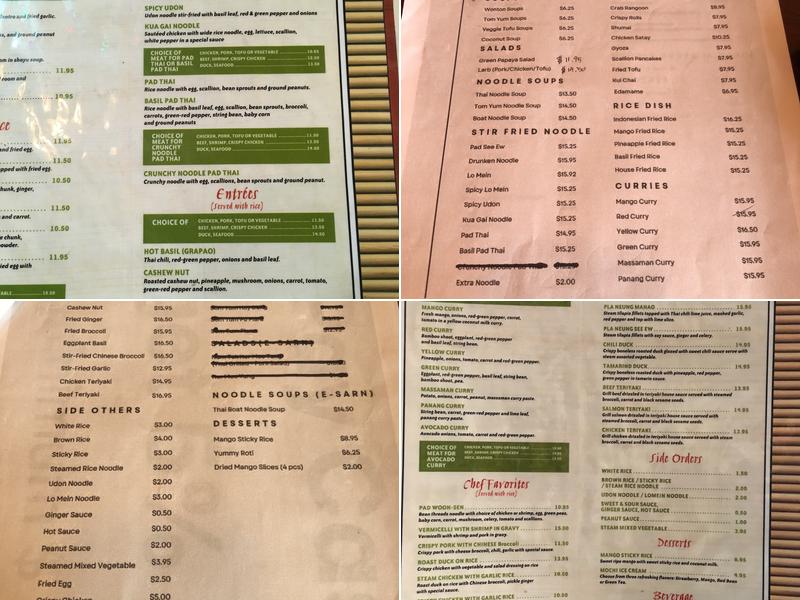 Yummy Thai Menu