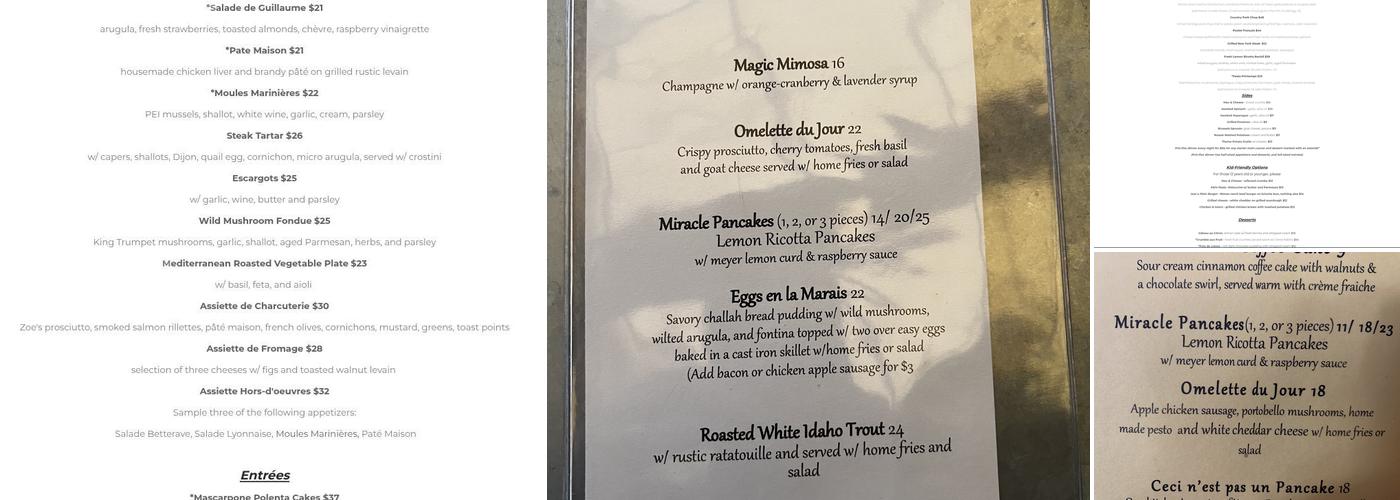 Zazie Menu