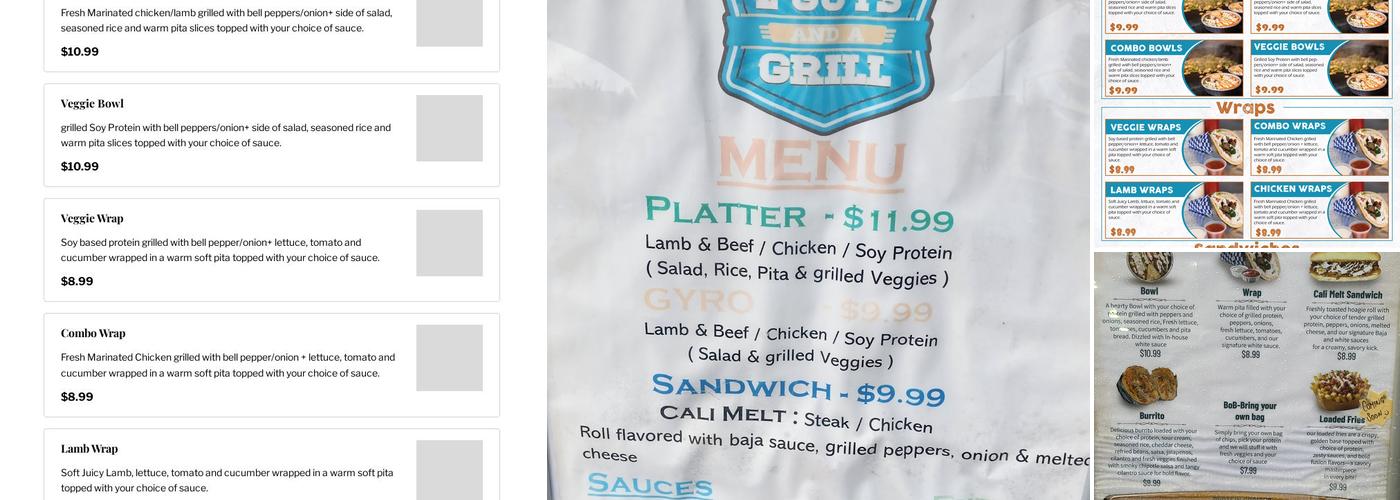 2 Guys and a grill Menu