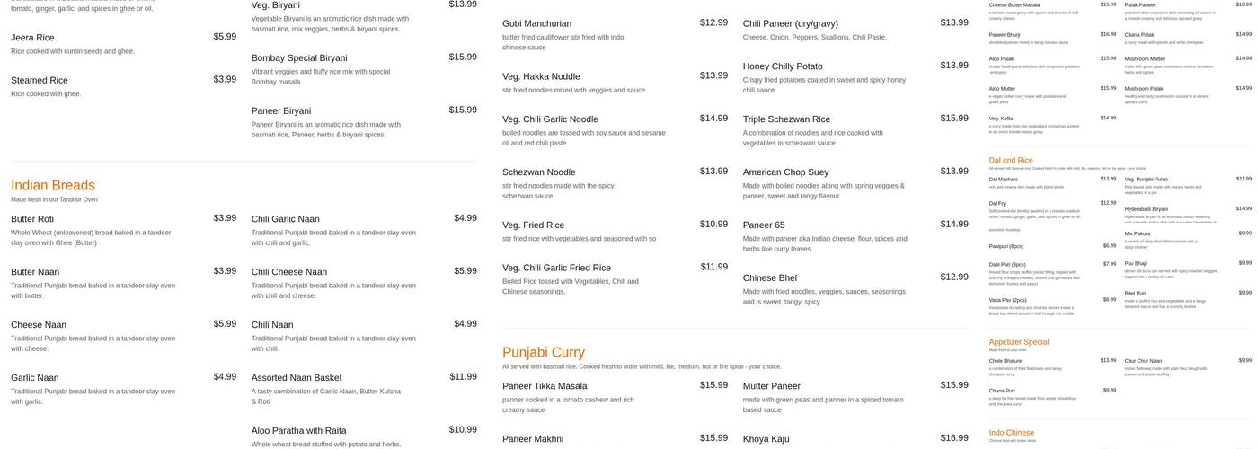 4120 Bombay Cafe Menu