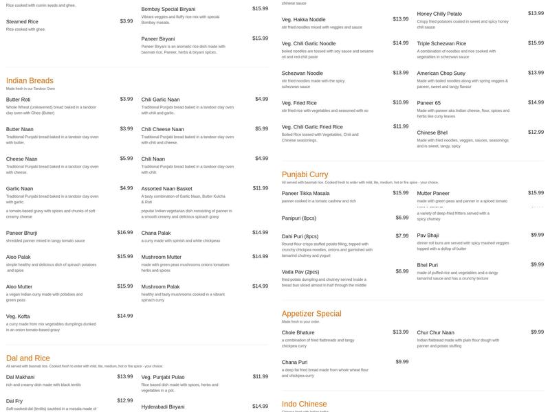 4120 Bombay Cafe Menu