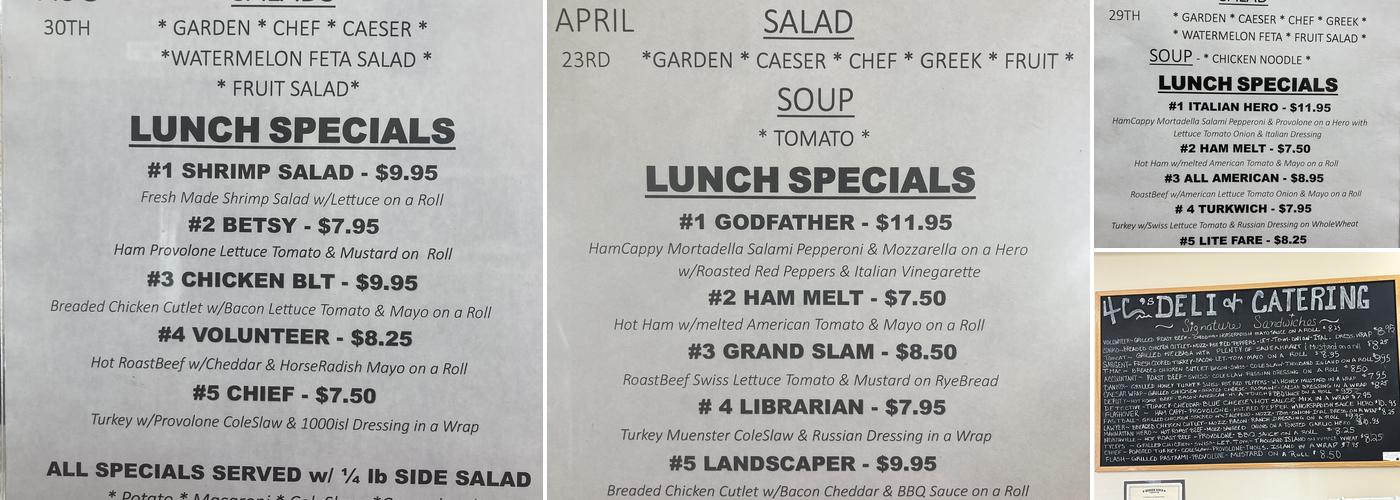 4C's Deli & Catering Menu
