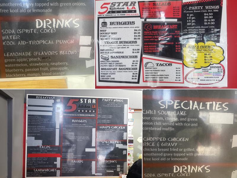 5 Star Kitchen LA Menu