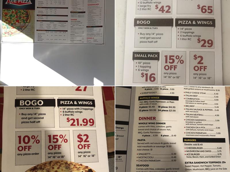 Ace Pizza Menu
