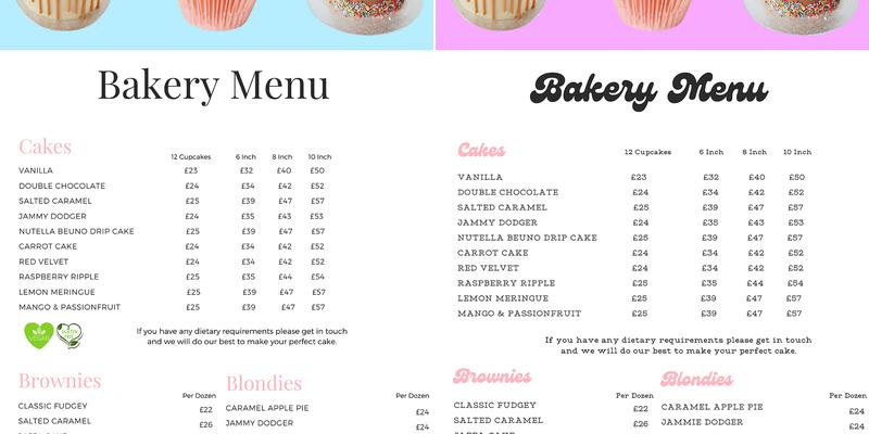 Annabella Bakes Menu