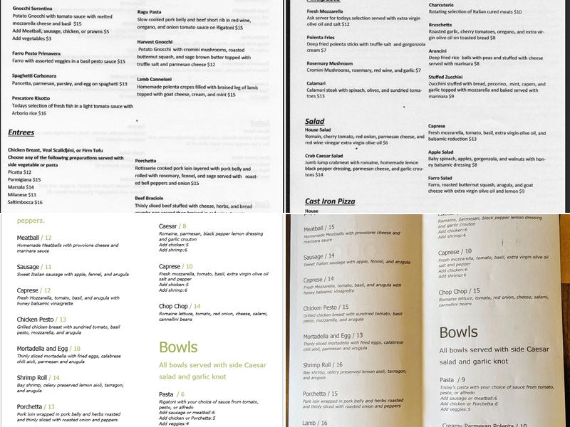 Aglio e Olio Menu