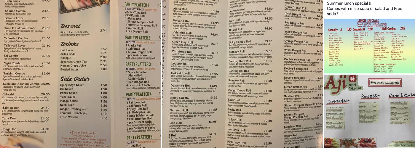 Aji Sushi Menu