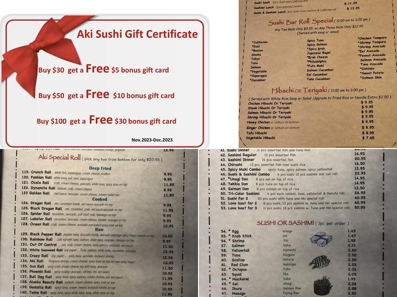 Aki Sushi Menu