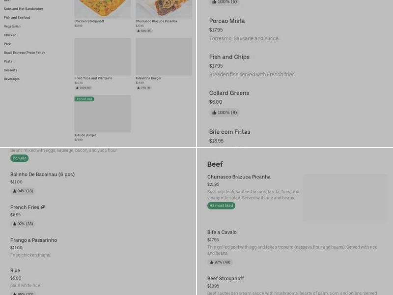 Alex's Kitchen Menu