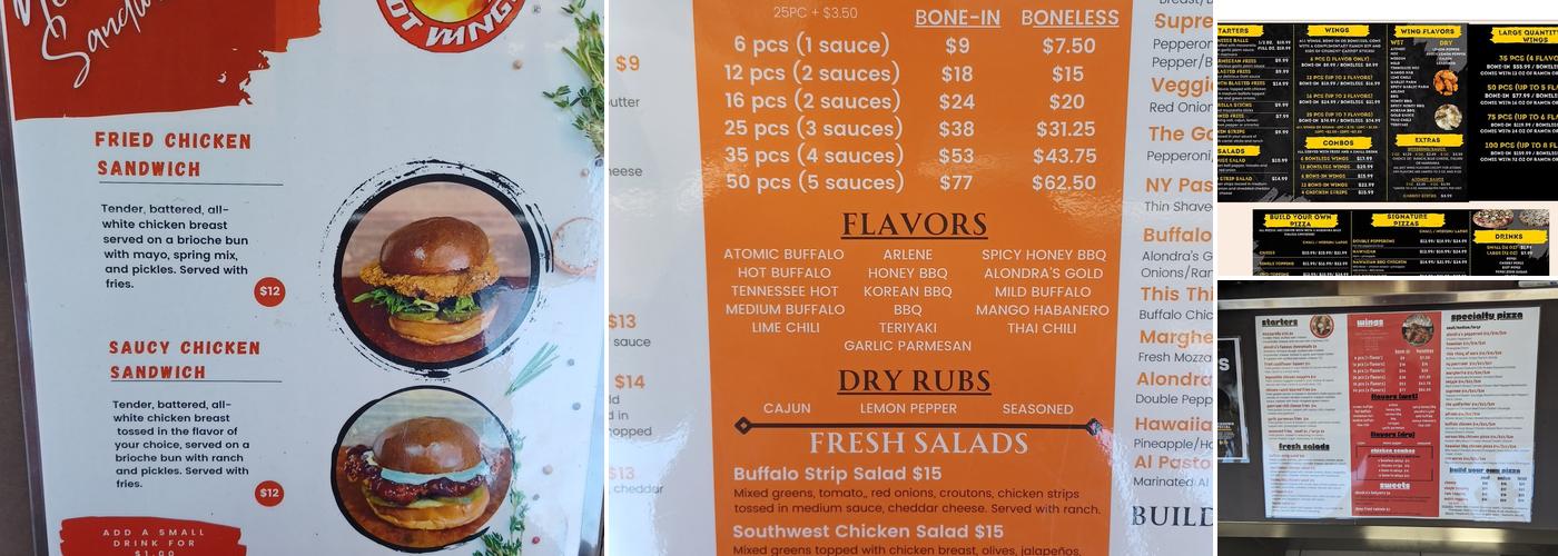 Alondra Hot Wings Menu