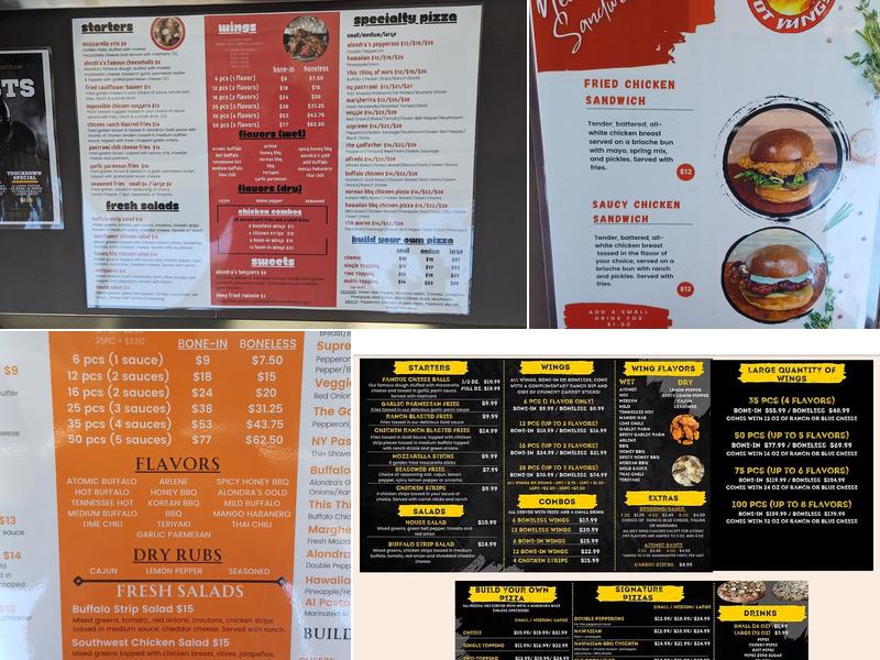 Alondra Hot Wings Menu