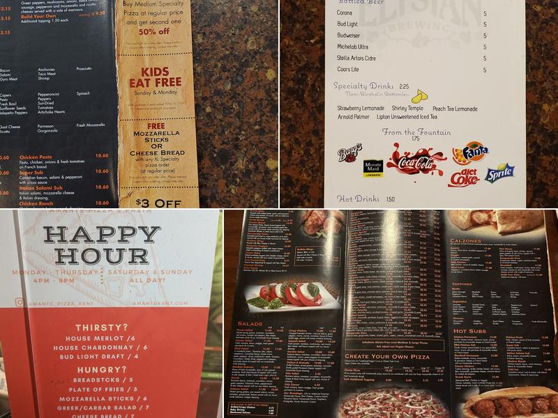 Amante Pizza and Pasta - Kent Menu