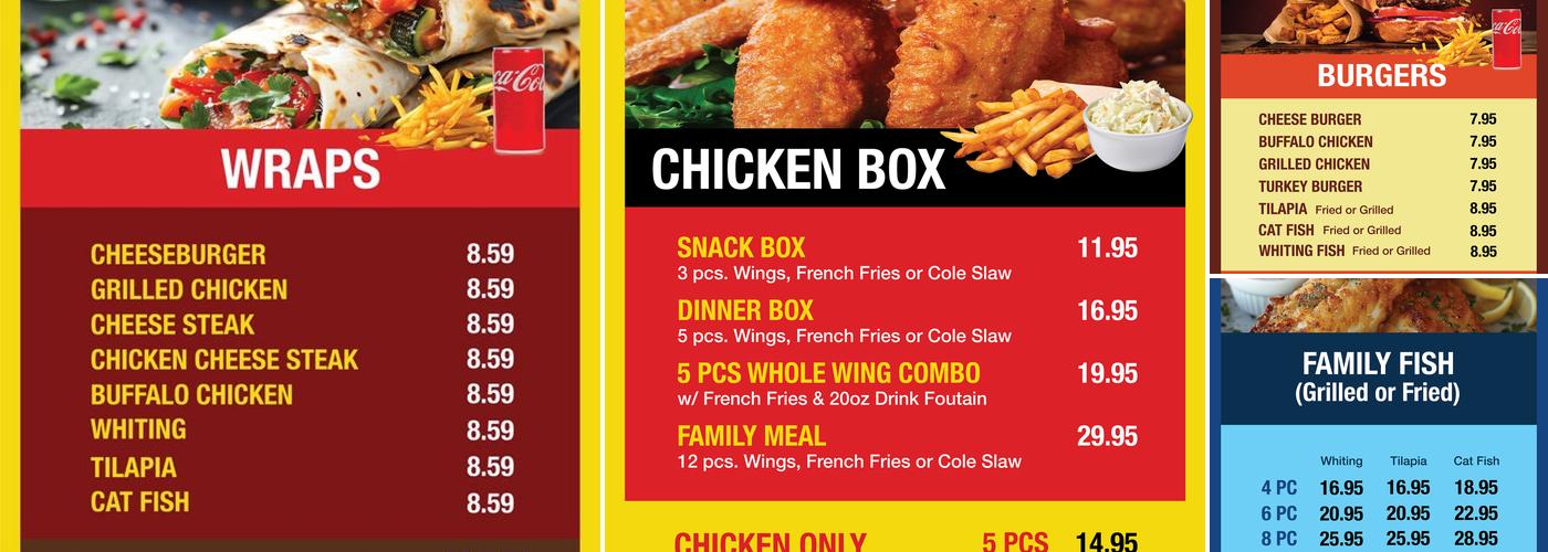 America's Best Wings & Seafood Menu