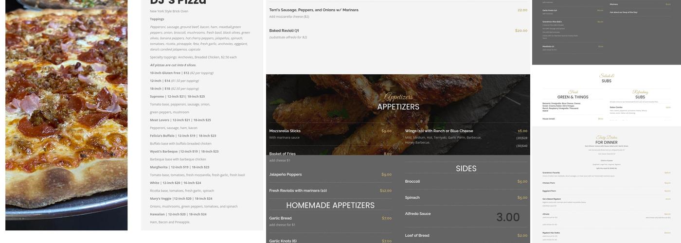 Grandma Penny's Pizza Menu