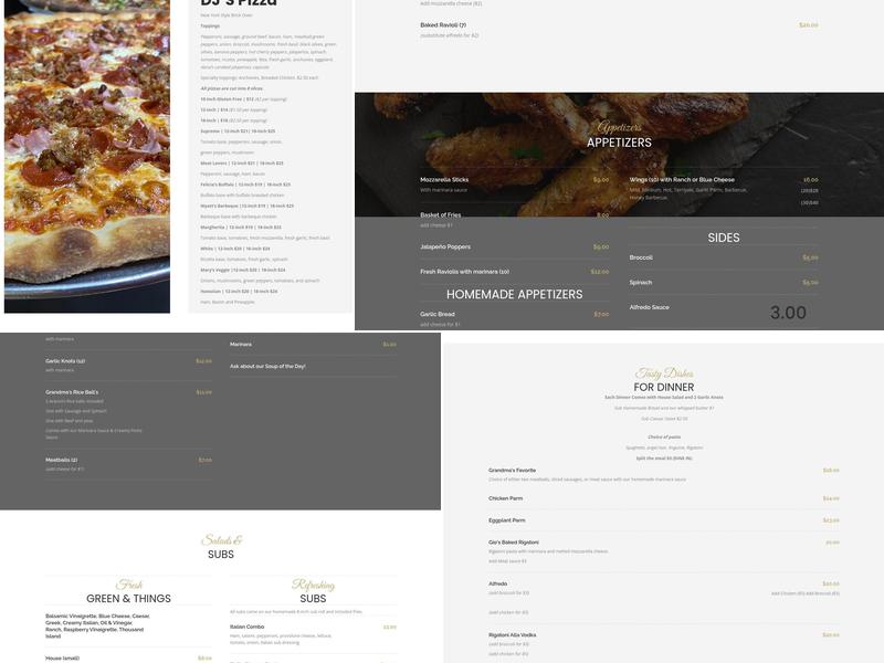 Grandma Penny's Pizza Menu