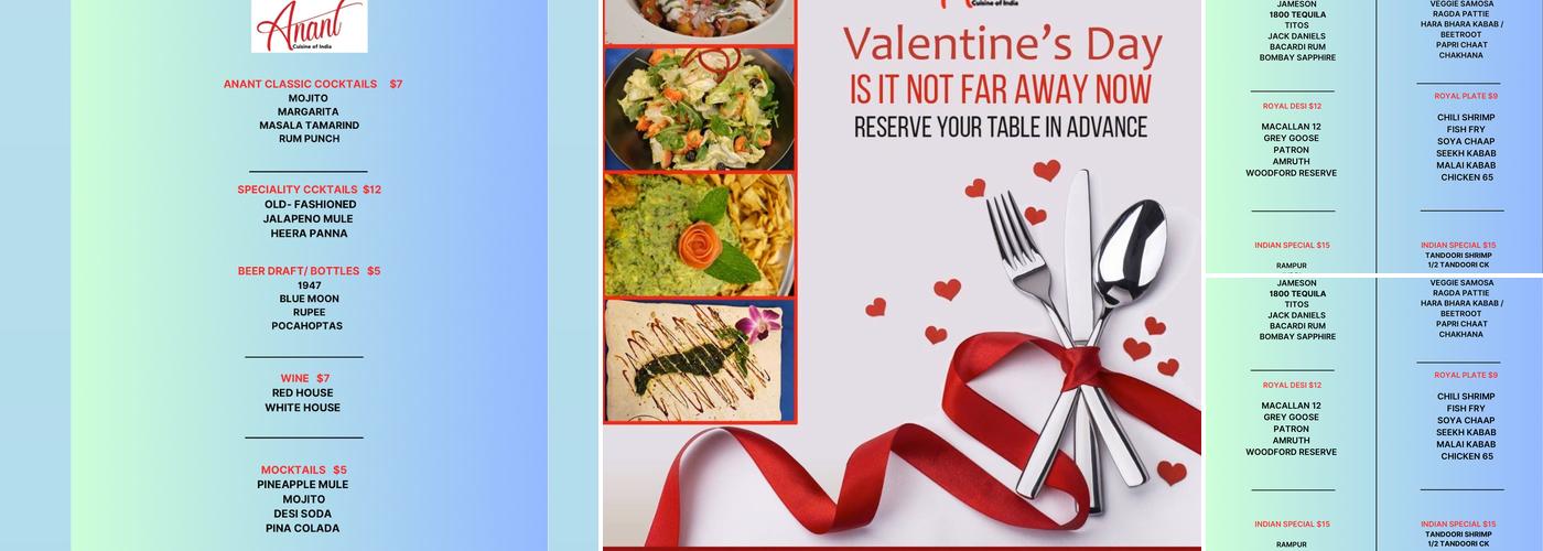 Anant Cuisine Of India Menu