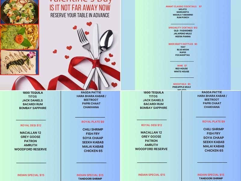 Anant Cuisine Of India Menu