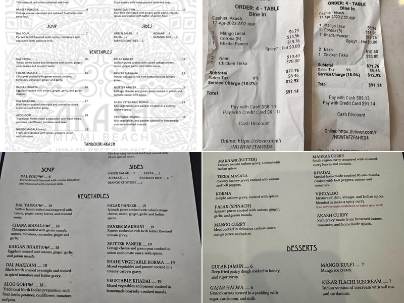 Akash Miami Beach Menu