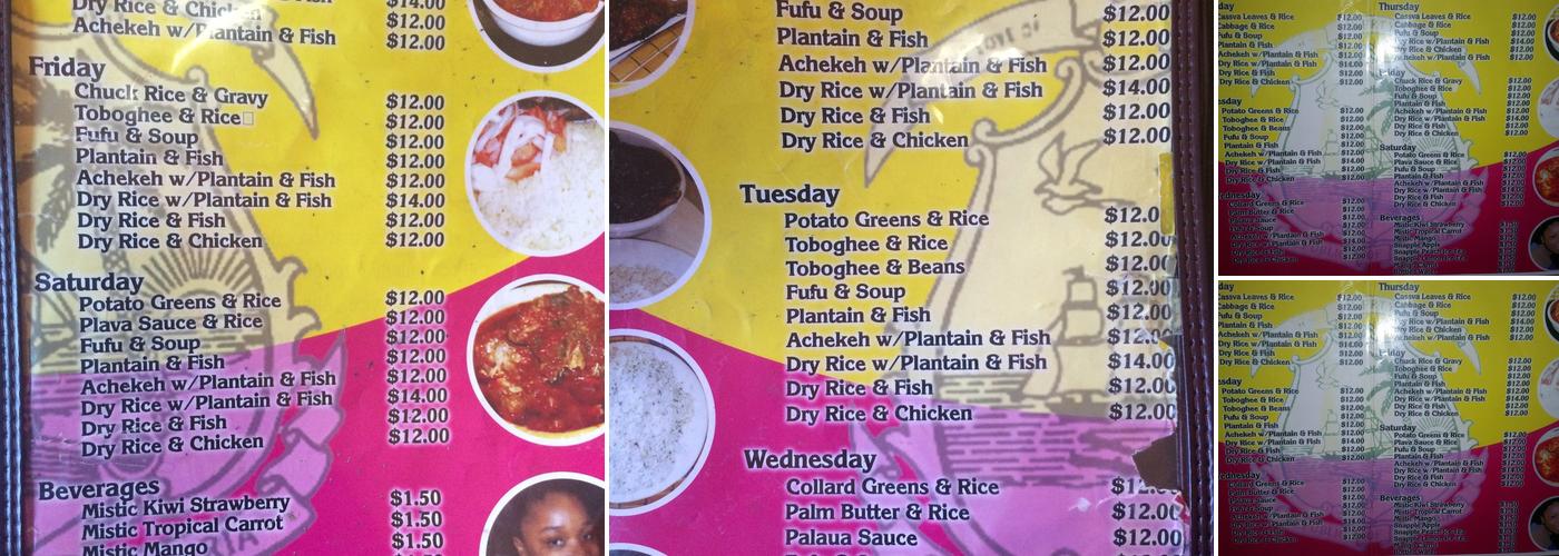 Angie's Kitchen Menu
