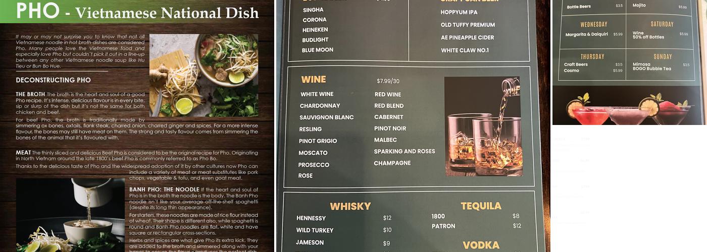 Anise Pho Menu