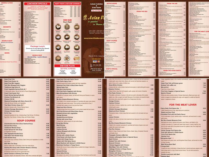 Anna's Bistro Menu