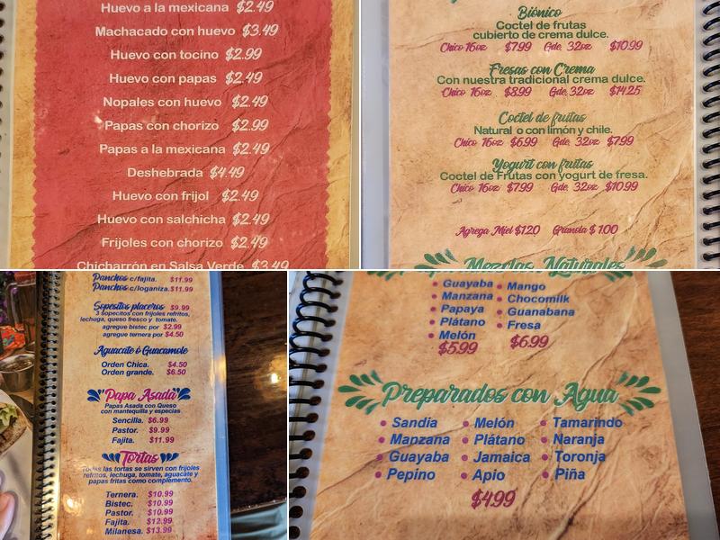 Hacienda Arandas Menu