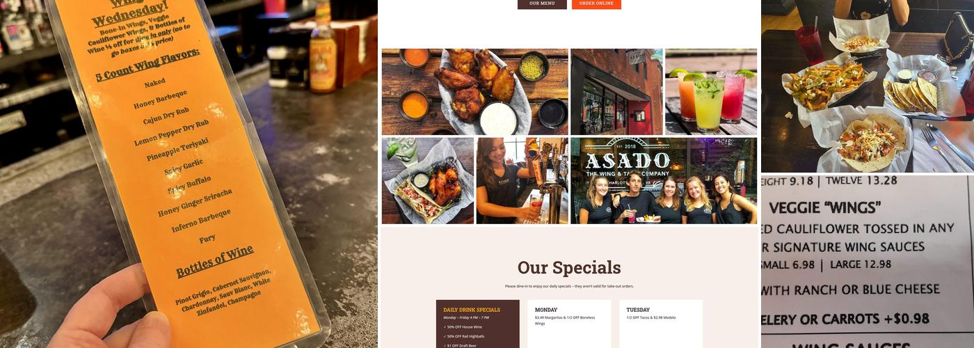 Asado Wing & Taco Company Menu